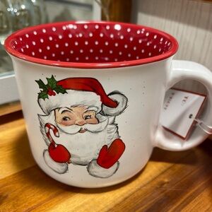 Christmas Santa Claus Ceramic Coffee Mug with Polka Dot Interior NWT
